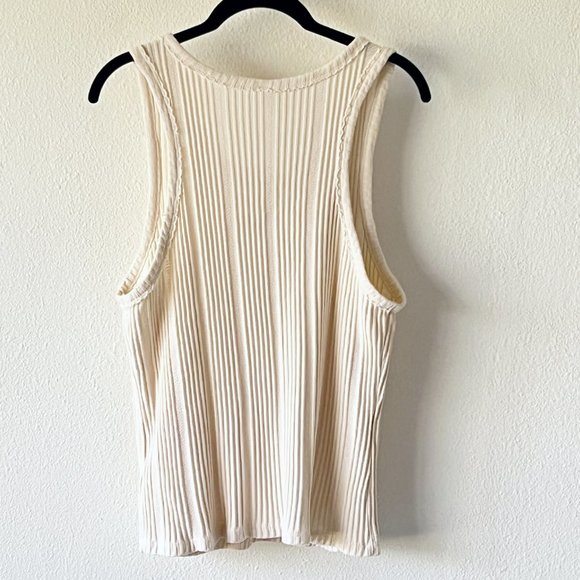 ANTHROPOLOGIE Robin Y2K Classic Casual Ribbed Knit Tank Top Cream Size XLP - Picture 4 of 11